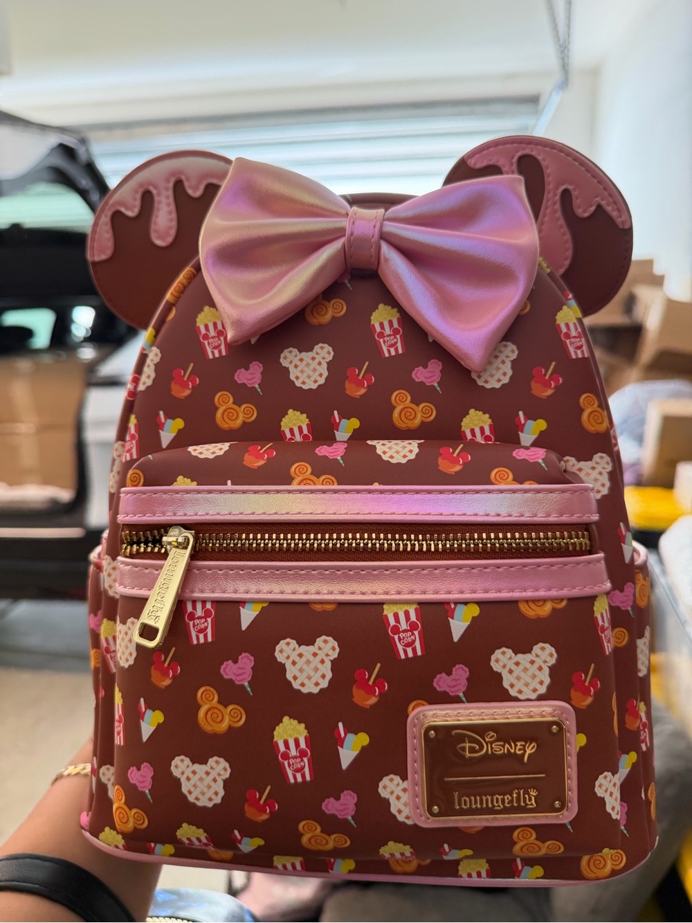 Disney Loungefly Kids Brown & Pink Snack Print Backpack
